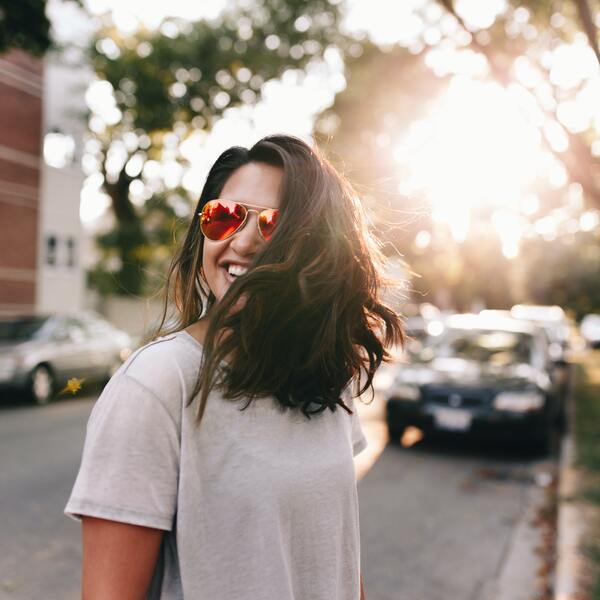 Woman boosts her mood