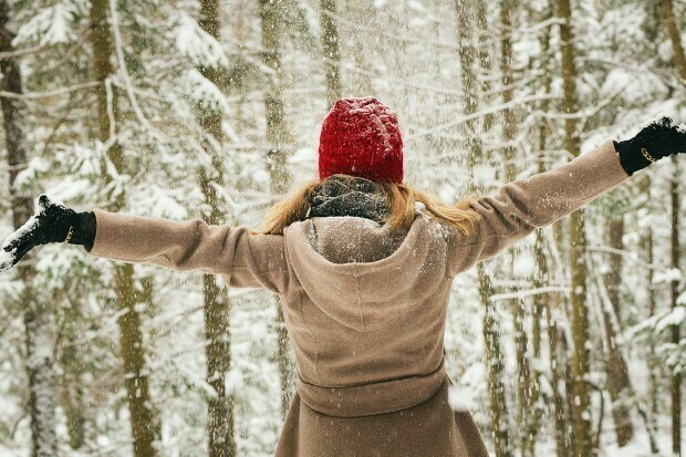 Woman does her winter self care