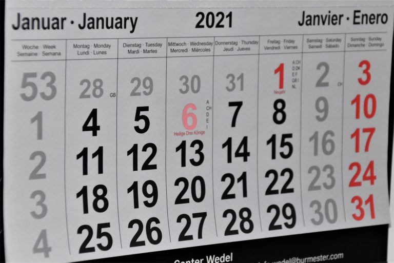 Calendar of New Year’s Resolutions