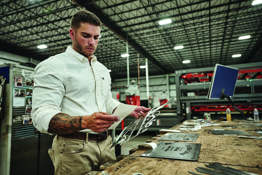 Colin Wayne in his steel factory