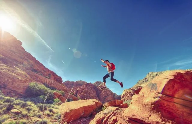 Man taking action and jumping