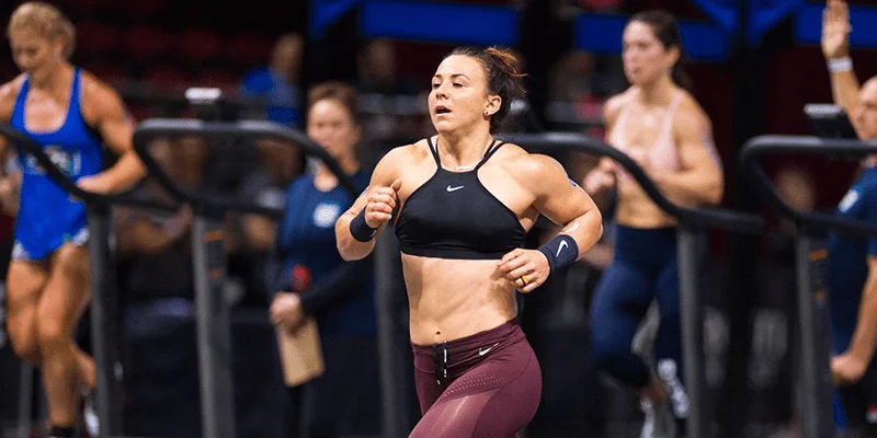Kara Saunders running on a treadmill