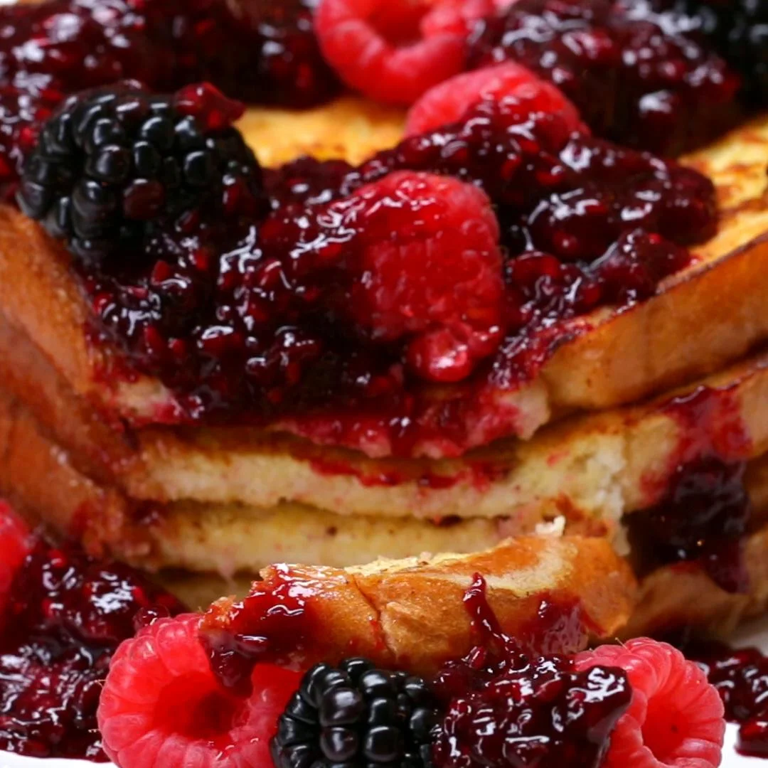 Berries on top of french toast