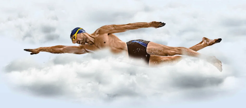 Man doing air swimming