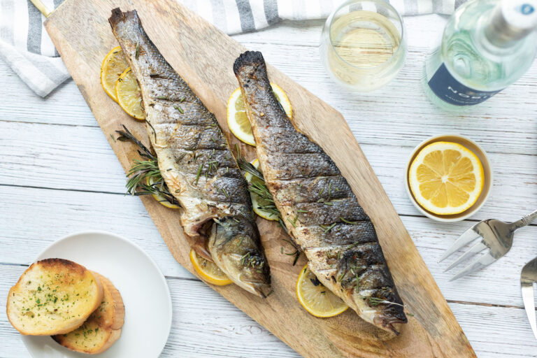 MEDITERRANEAN GARLIC & HERB CHAR GRILLED BRANZINO Muscle