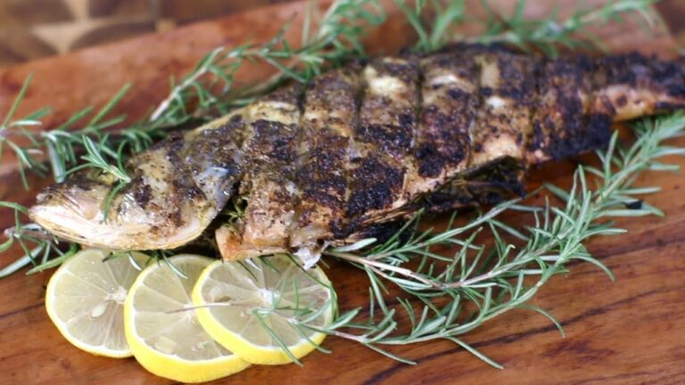 char grilled Branzino and herbs