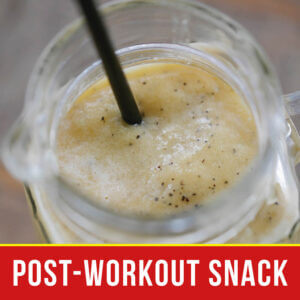 Glass of protein shake and banana