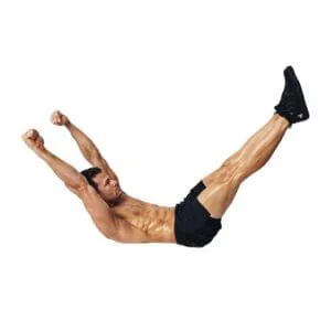 Man doing hollow hold exercise
