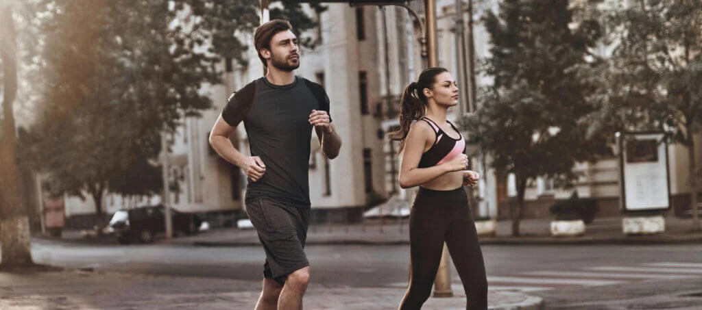 Two joggers after their medichecks blood test