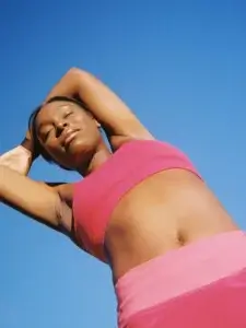 Woman stretching before workout