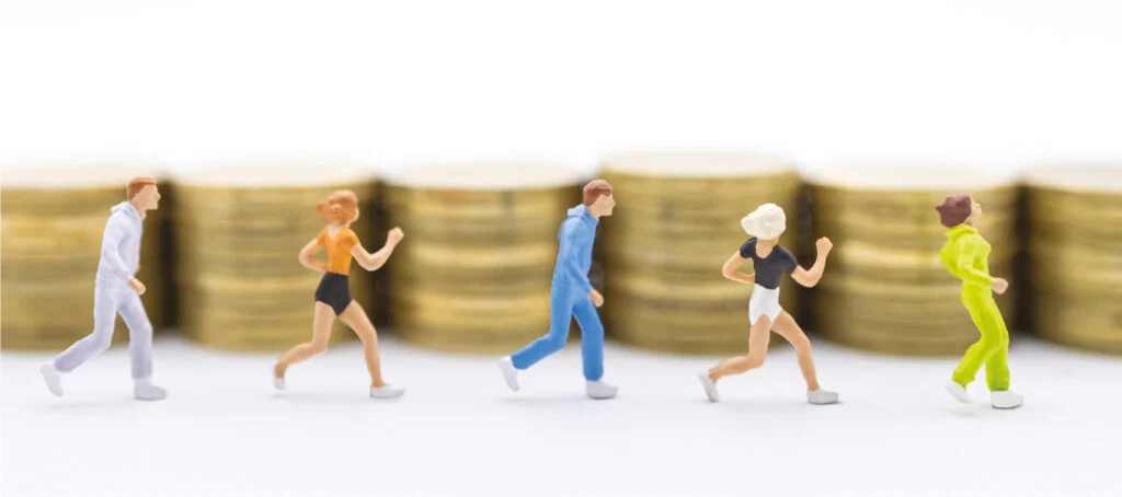 People engaging in financial fitness