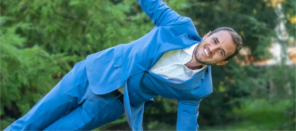Man practising power yoga