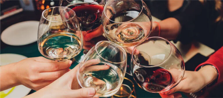 Glasses of Christmas alcohol