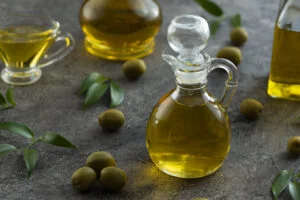 Jars of virgin olive oil