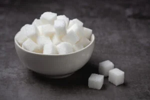 Bowl of white sugar