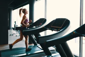 Woman running on a treadmill