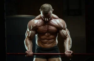Evolution of bodybuilders: muscular man
