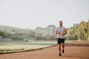 Man jogging in the sun