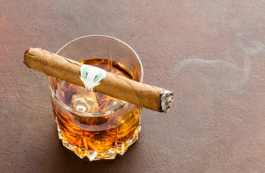 Fine international cigar and whisky