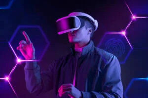 Man interacting with brands in the Metaverse