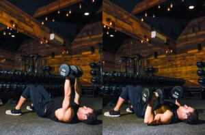 Dumbbell floor press for a Movie Star Workout