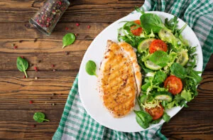 Grilled chicken and salad