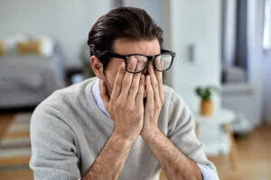 Man stressed at work