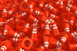 Big pile of traffic cones