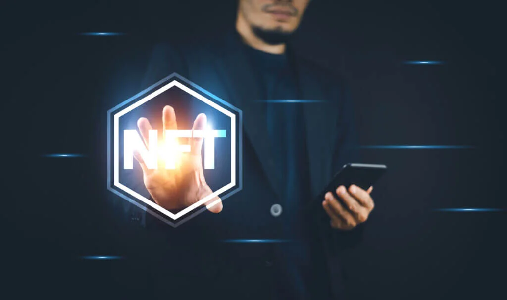 Businessman managing NFT data privacy