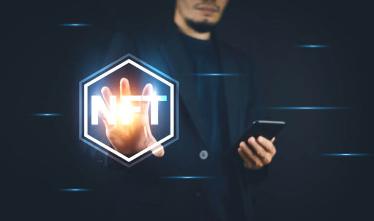 Businessman managing NFT data privacy