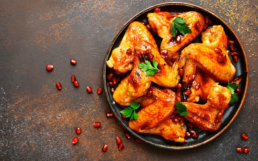 Pomegranate Glazed Chicken Wings