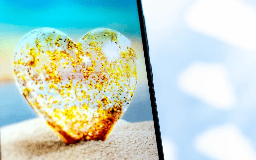 Large sparkly heart on the sand