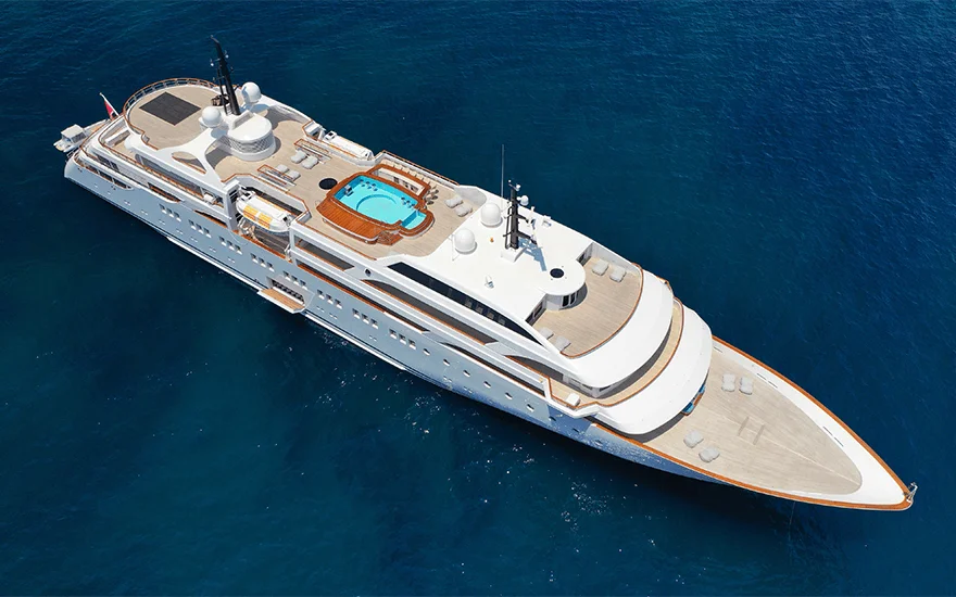 Large superyacht on the ocean
