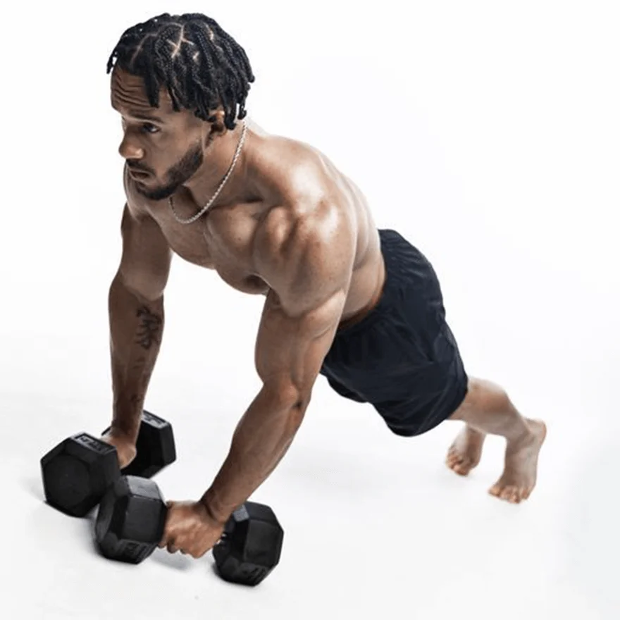 Man does close grip push ups