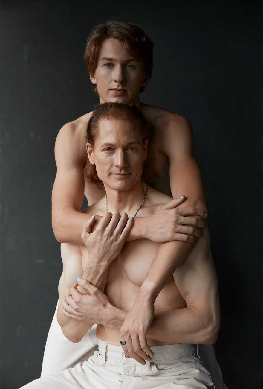 Bryan Johnson hug with son