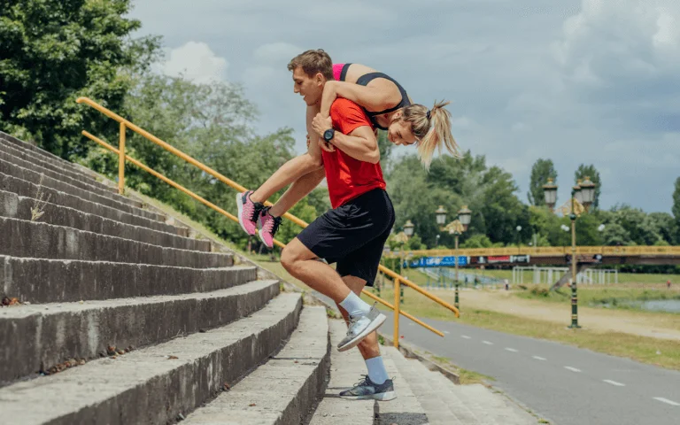 Man carrying wife