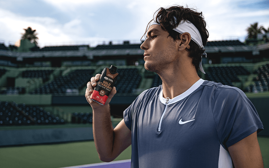 Tennis player drinks supplement