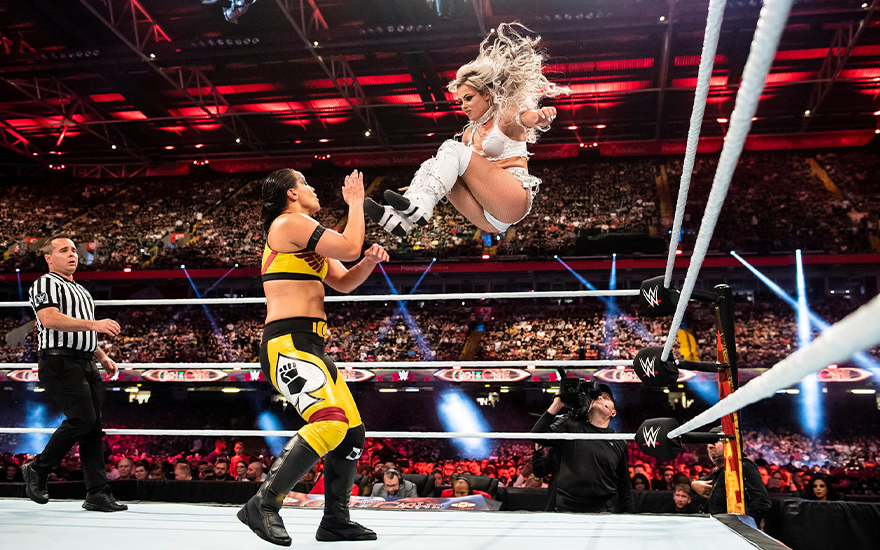 Liv Morgan wrestling in an arena