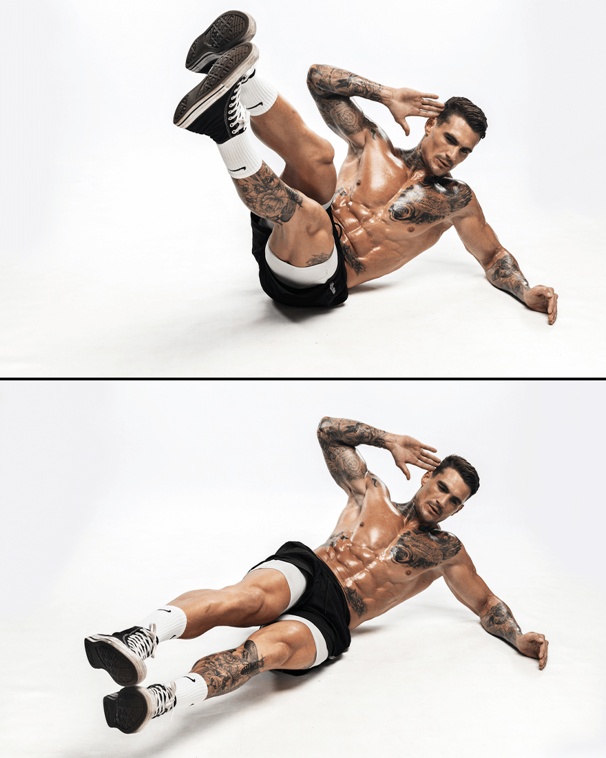 Raised leg oblique crunch