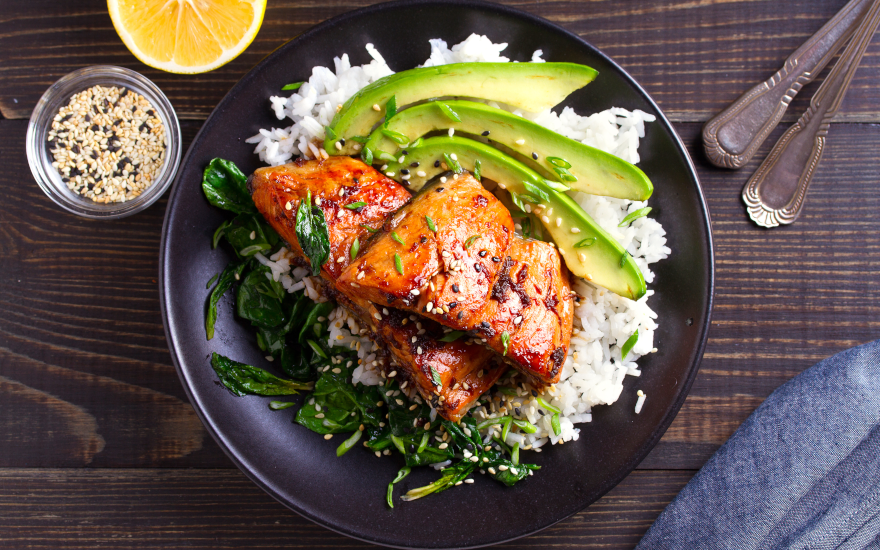 Chicken, rice, spinach